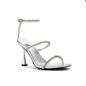 Jeffrey Campbell Demonica Sandals Silver shoes high heels Rhinestone Revolve 9.5